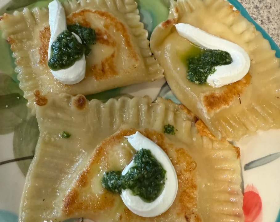 pierogi pic barb pesto sourcream